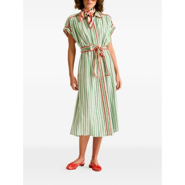 キャロリーナケー レディース 衣裳 トップス Valerie stripe-pattern MIDI dress Green