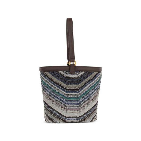 ミッソーニ レディース ショルダーバッグ 御徒面子 Chevron-knit leather-trim shoulder bag Blue