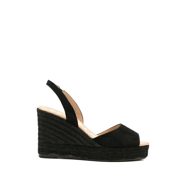 マネビ レディース サンダル シューズ Suede jute-sole heeled sandals Black