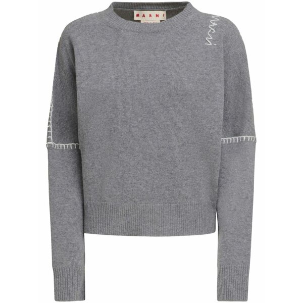 マルニ レディース 編み物\u0026スウェーター アウター Whipstitch-trim sweater Grey