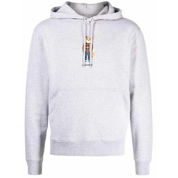 住み家 稲荷 メンズ パーカー・スウェットシャツ アウター Fox-print m￡lange-jersey hoodie Grey