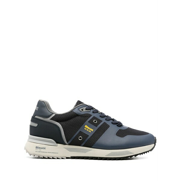 ブラウアー メンズ スニーカー シューズ Logo-patch lace-up sneakers Blue
