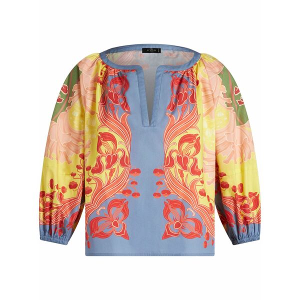 エトロ レディース ティーシャツ トップス Floral-print cotton-poplin blouse Yellow