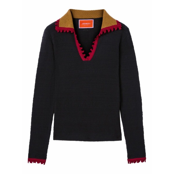 ラ・ダブル・ジェイ レディース 編み物\u0026プルオーバー アウター Cotton-cashmere sweater Black