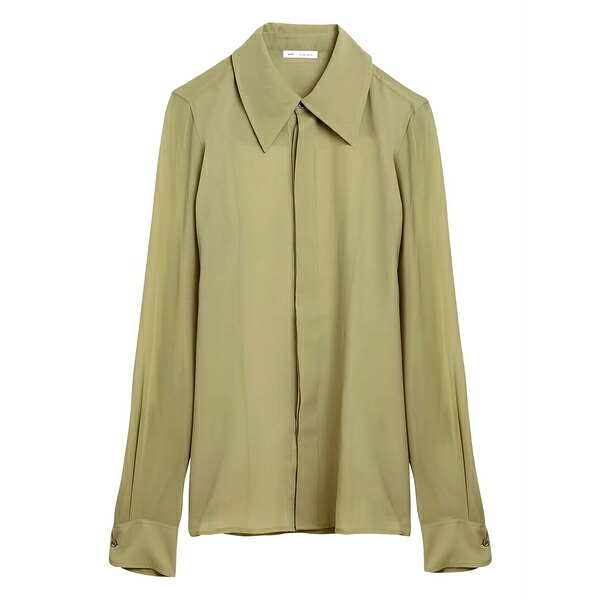 意中の女 レディース プルオーバー トップス Silk shirt Green