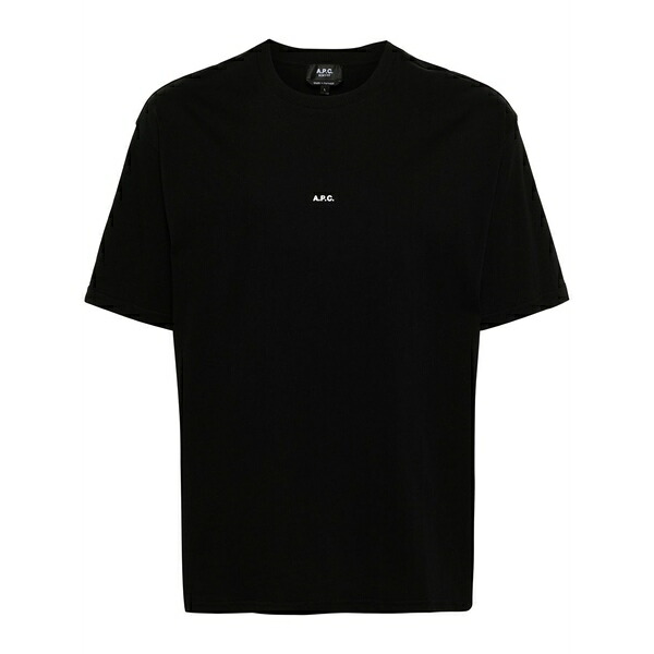 アーペーセー メンズ ティーシャツ トップス Logo-print cotton t-shirt Black