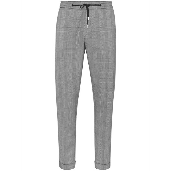 フィリップ飾り気のない メンズ 心地よいズボン下 ボトムス Prince of wales-check trousers Black