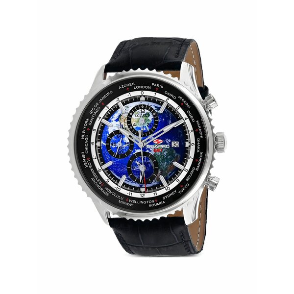 セアポロ メンズ ウオッチ 付属物 Meridian world timer gmt 47粍 watch Blue