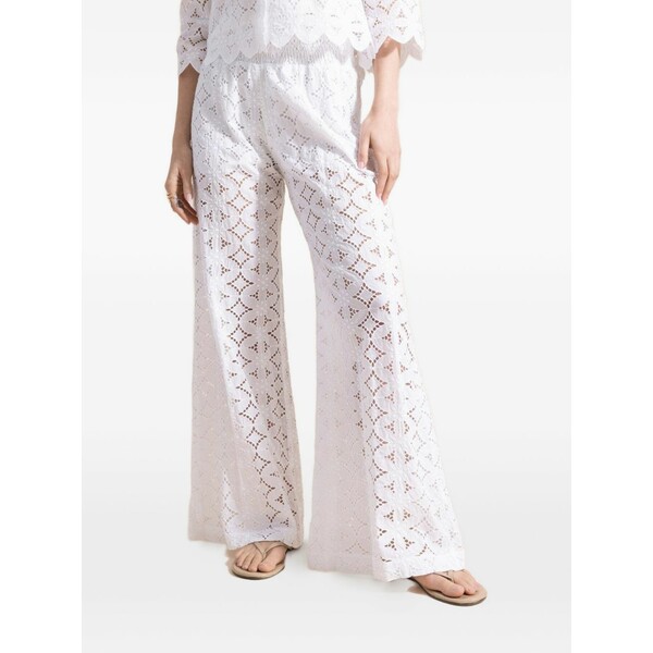 テンプタチオンポシターノ レディース 心地よいズボン下 ボトムス Coriandolo openwork trousers White