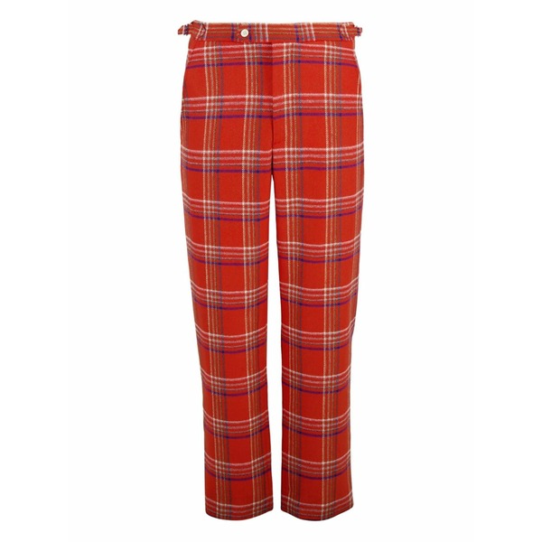 ボーディ メンズ カジュアルパンツ ボトムス Plaid-pattern gable trousers Red|asty
