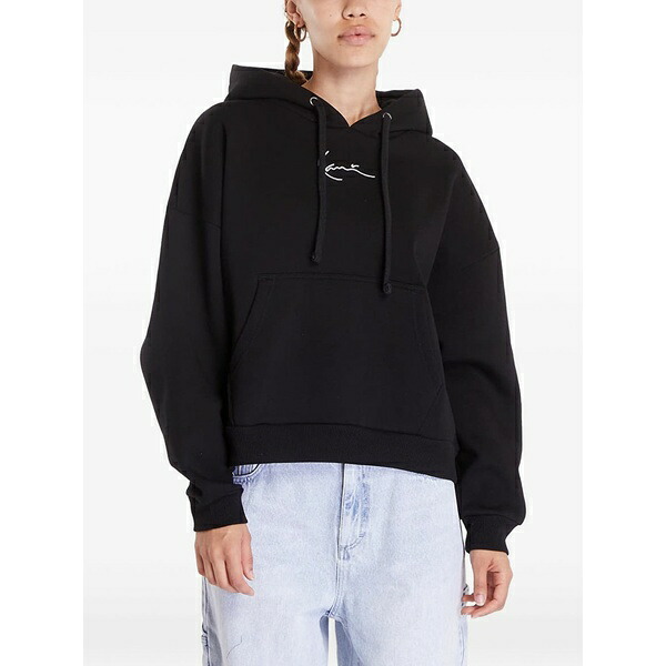 長い巻き毛 カナイ レディース パーカー・スウェットシャツ アウター Logo-detail hoodie Black