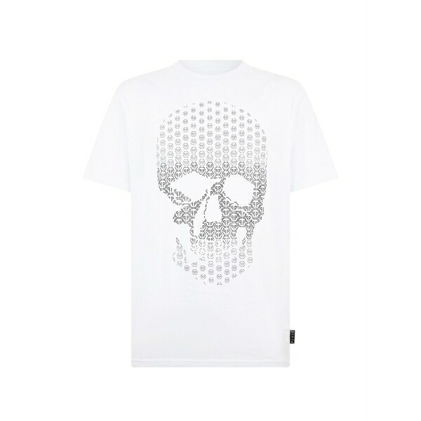 フィリップ飾り気のない メンズ ティーシャツ トップス Round-neck skull-detail t-shirt White