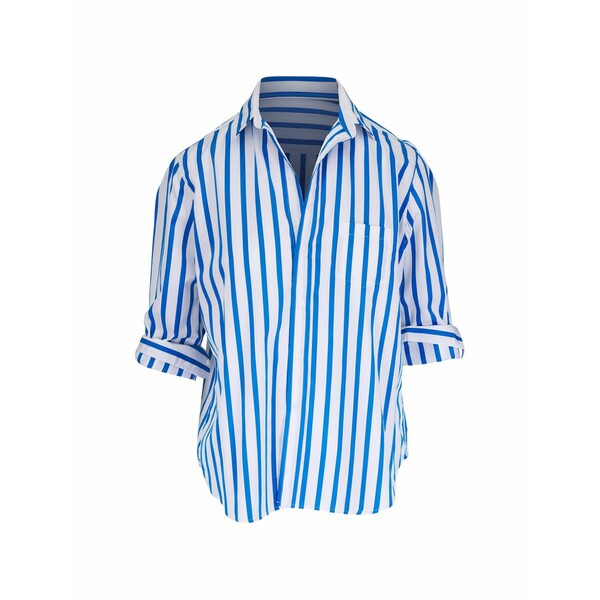 真っ直ぐ ＆ アイリーン レディース プルオーバー トップス Eileen stripe-pattern shirt Blue