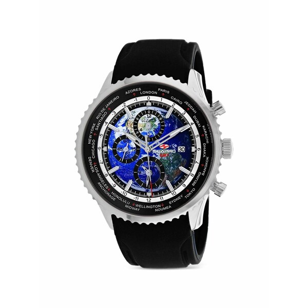 セアポロ メンズ ウオッチ 付属物 Meridian world timer gmt 47粍 watch Blue