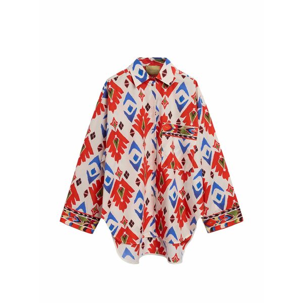モモン レディース プルオーバー トップス Lucha chest-pocket printed shirt Red