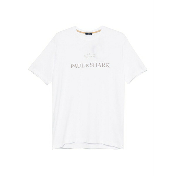 ポールアンドシャーク メンズ Tシャツ トップス Logo-print cotton t-shirt White｜asty