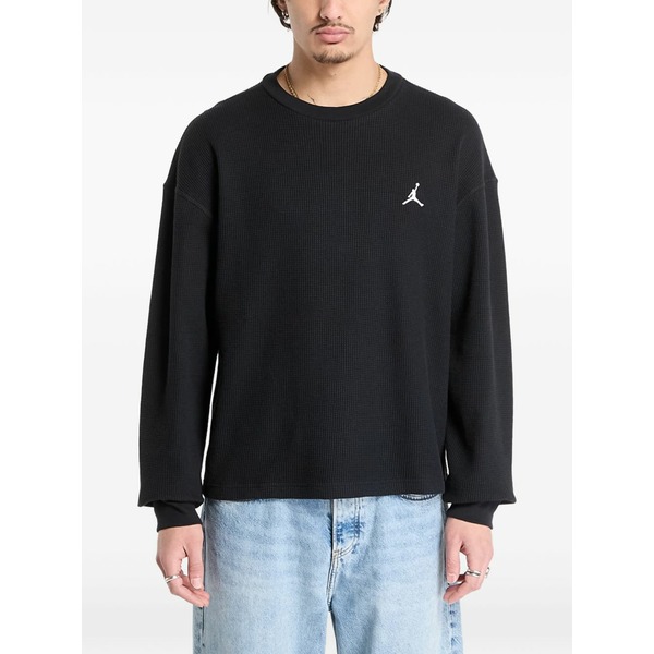 ジョーダン メンズ パーカー・スウェットシャツ アウター Long-sleeved waffle-knit sweatshirt Black