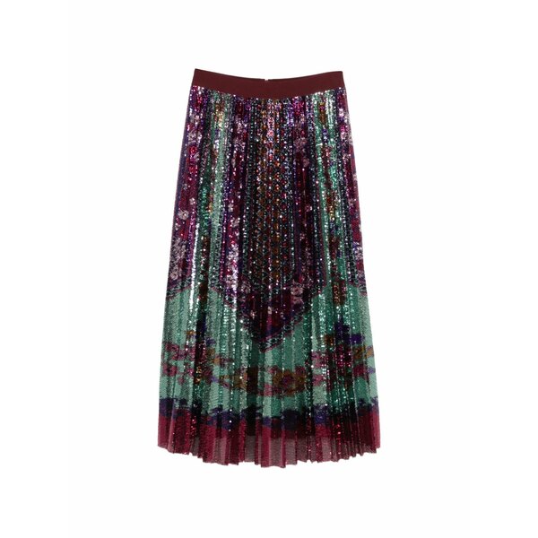 ラ・ダブル・ジェイ レディース スコート ボトムス Accordion sequinned maxi skirt Green