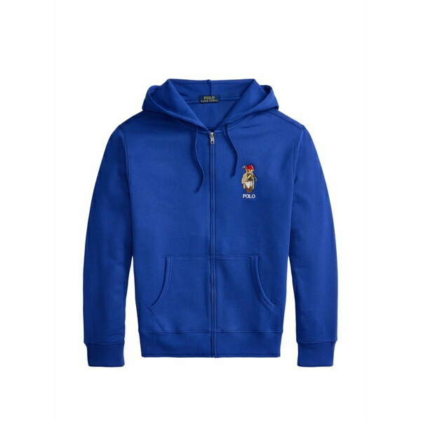 ラルフローレン メンズ パーカー・スウェットシャツ アウター Bear-embroidered zip-up hoodie Blue