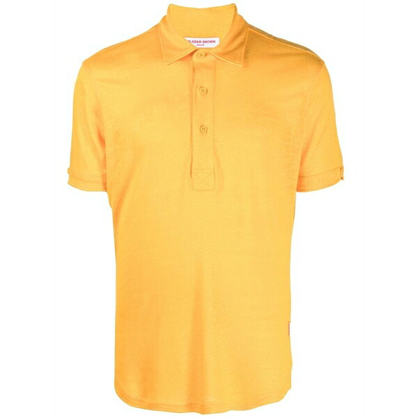 オール赤ちょうちん 赤銅色 メンズ スポーツシャツ トップス Sebastien linen polo shirt Orange