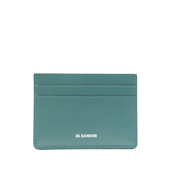 ジル・サンダー レディース 紙入れ 付属品 Logo-print leather cardholder Blue