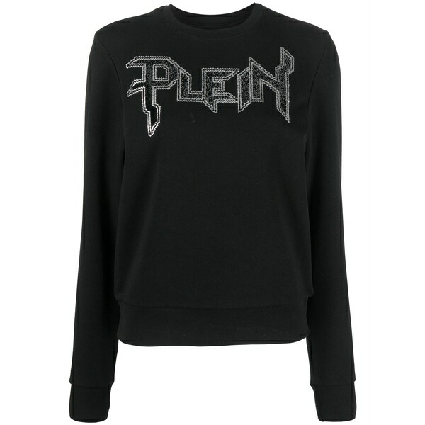 フィリップ飾り気の無い レディース ティーシャツ トップス Ls crystal logo-appliqu￡ t-shirt Black