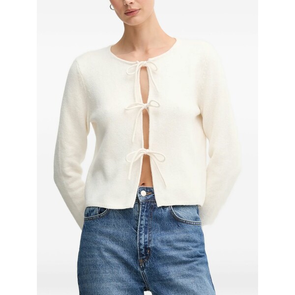 ウイ レディース ジレー アウター Tie front knitwear White
