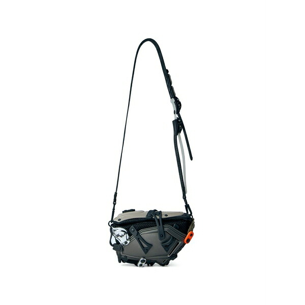 インナーム メンズ ショルダーバッグ 御徒面子 Panelled mesh messenger bag Grey