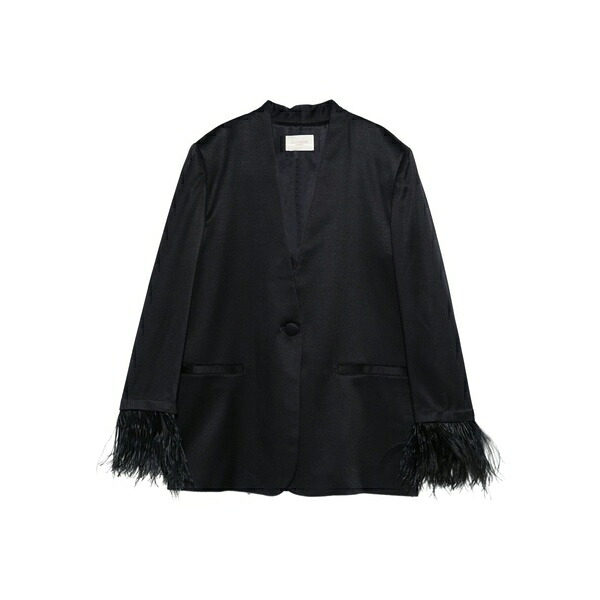 モンテドーロ レディース 上衣＆上衣 アウター Feather-trim blazer Blue