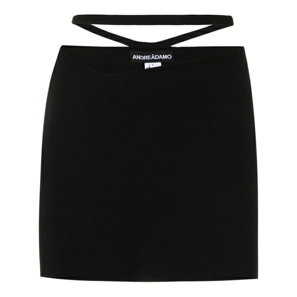 アンドレダモ レディース スコート ボトムス Cut-out belted mini skirt Black