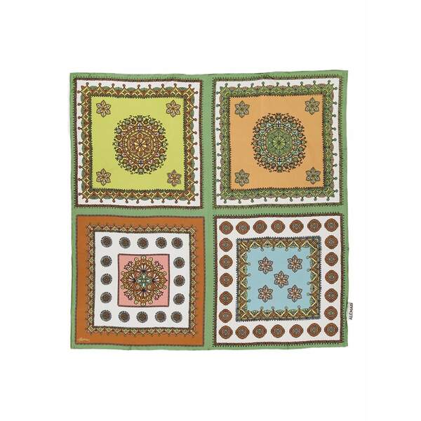 アレメ レディース 消音装置・袈裟・えり巻き 添え物 Contina printed scarf Green