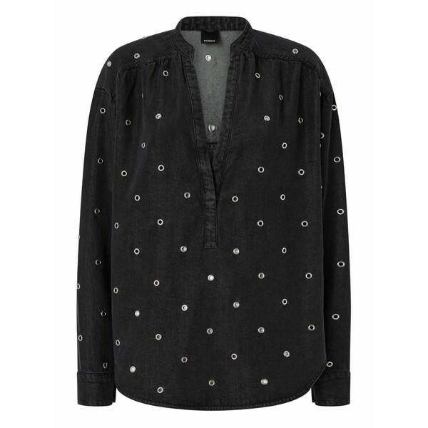 ピンコ レディース プルオーバー トップス Eyelet v-neck top Black