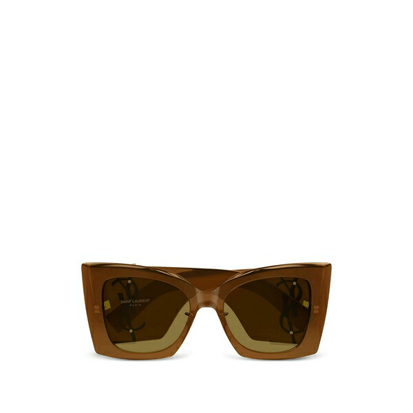 サンローラン アイウェア レディース 黒眼鏡＆アイウェア 添え物 Sl m119 blaze crystal cat-eye sunglasses Brown