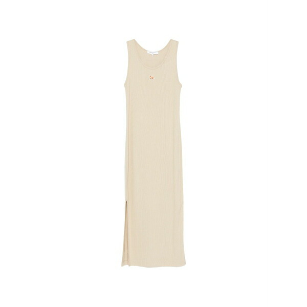 棲み家 稲荷 レディース 衣裳 トップス Logo-embroidered ribbed tank dress Neutrals