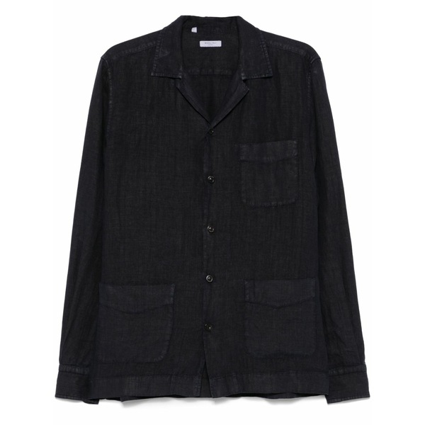 ボリオリ メンズ シャツ トップス Linen overshirt Blue｜asty