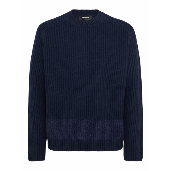 ディースクエアード メンズ 編み物\u0026プルオーバー アウター Ribbed jumper Blue