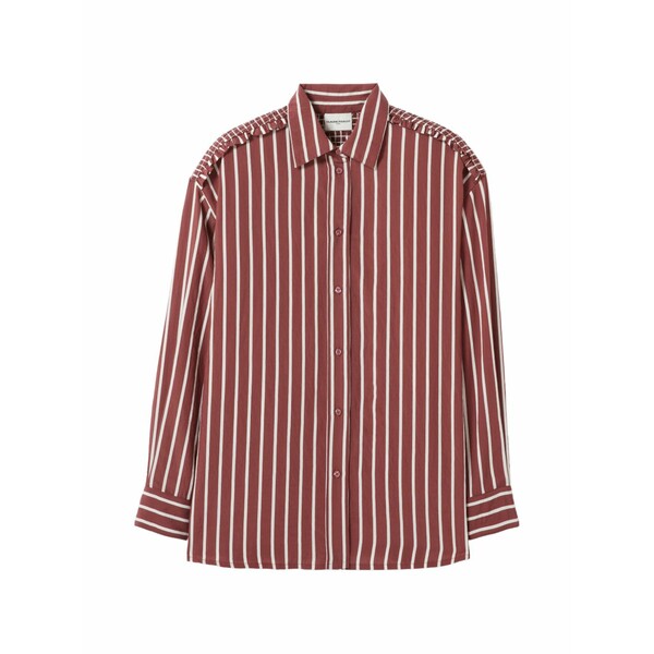 クローディピエルロ レディース プルオーバー トップス Striped ruffled shirt Red