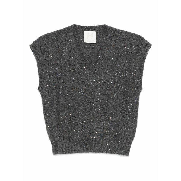 マレーラ レディース 編み物\u0026ティーシャツ アウター Sequin-embellished v-neck knitted top Grey