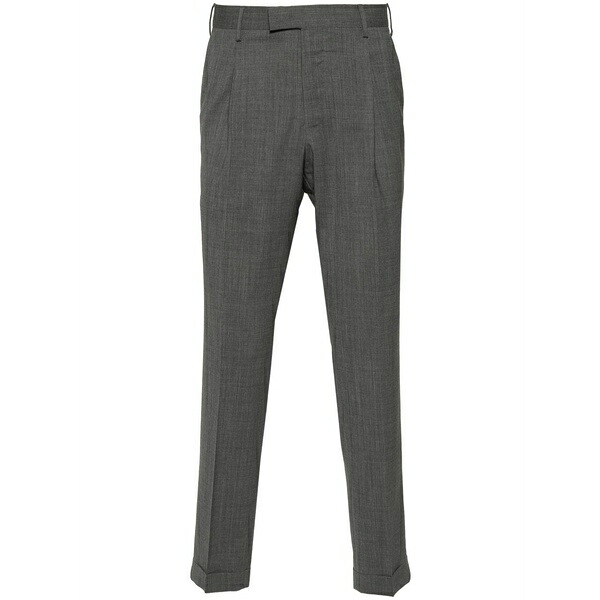 PTトリノ メンズ 心地好いズボン下 ボトムス Pleated slim-cut trousers Grey