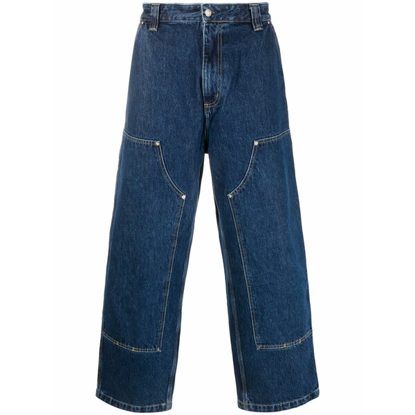 鉄道車両ハート形 メンズ ジーンズズボン下 ボトムス Nash dklow-rise panelled wide-leg jeans Blue