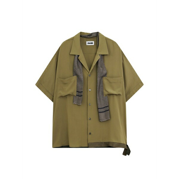 マリアーノ メンズ プルオーバー トップス Pasolini scarf-detail shirt Green
