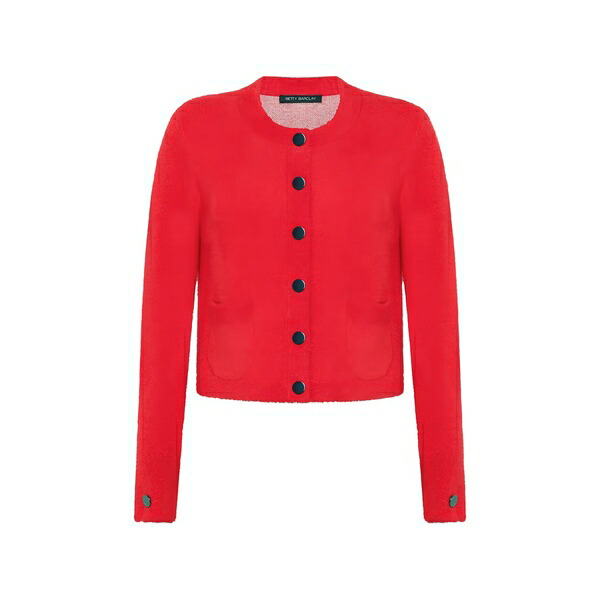 ベティーバークレイ レディース ジレー アウター Button-up patch-pocket cardigan Red
