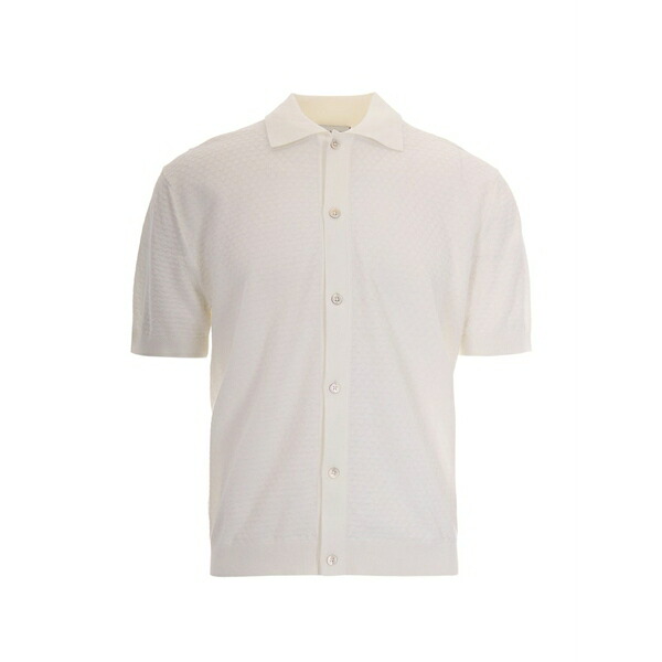 パウロペコラ メンズ シャツ トップス Buttoned collared polo shirt Neutrals|asty
