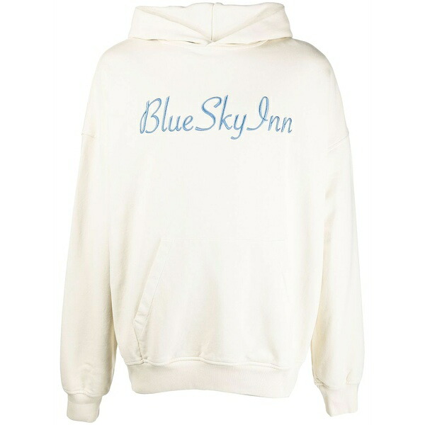 青碧 天の原 はたご屋 メンズ パーカー・スウェットシャツ アウター Logo-embroidered cotton hoodie Neutrals