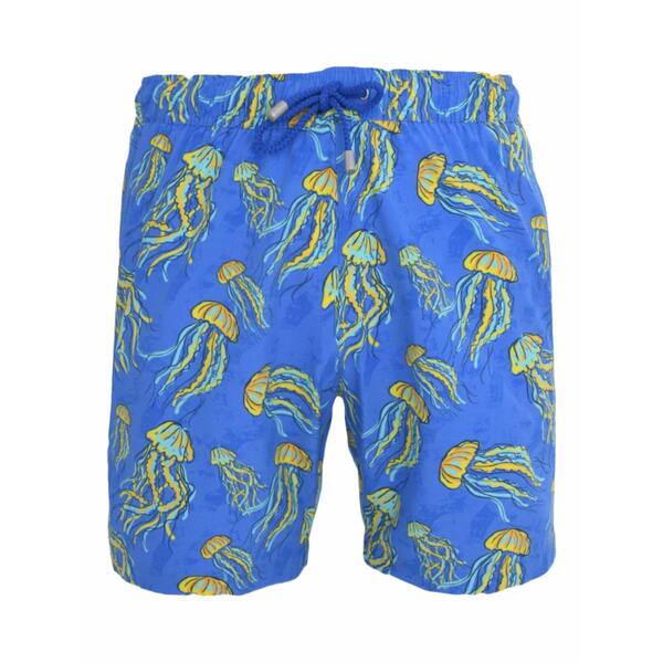 青碧ペパーミント メンズ 心地好いズボン下 ボトムス Jellyfish-print swim shorts Blue