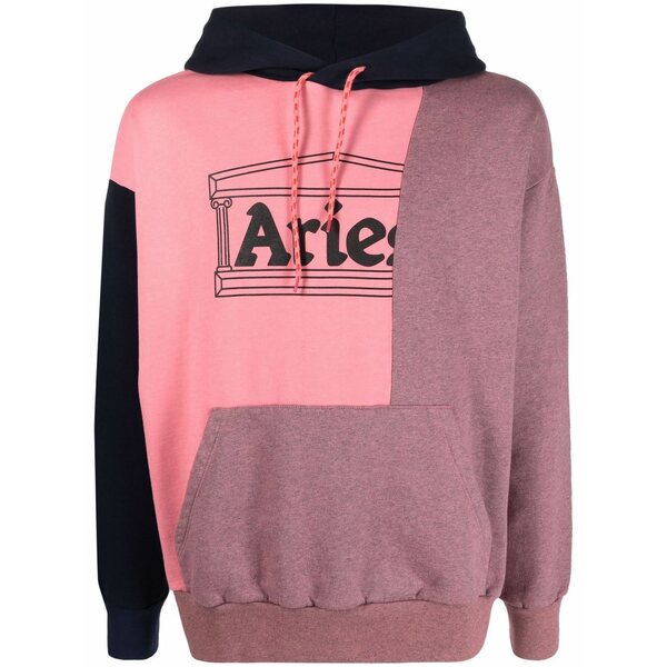 アリーズ メンズ パーカー・スウェットシャツ アウター Block-colour logo-print hoodie Pink