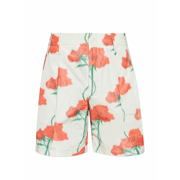 ケンゾー メンズ 心地よいズボン下 ボトムス Poppy-print pleated shorts White