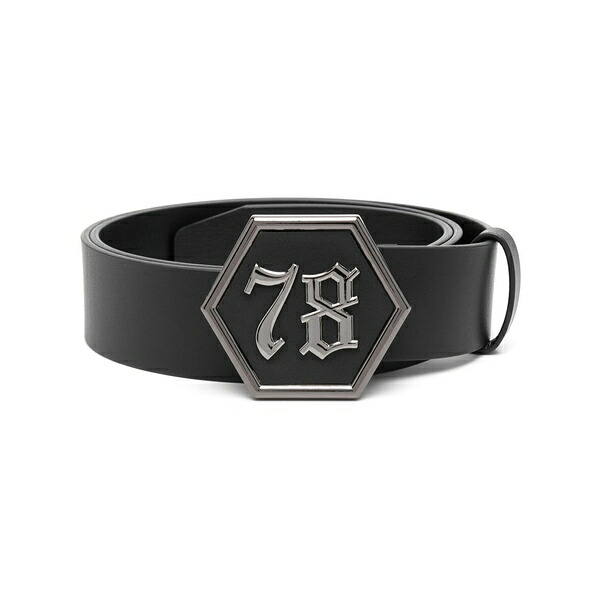 フィリップ飾り気の無い メンズ 三尺帯 添え物 Gothic logo-buckle belt Black