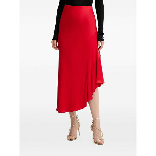 ツイン書き割り レディース スコート ボトムス Ruffled MIDI skirt Red