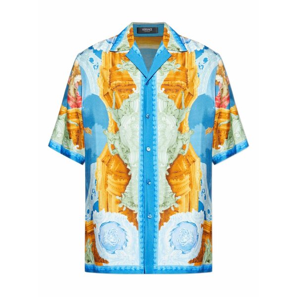 ヴェルサーチ メンズ プルオーバー トップス Affresco-print shirt Blue